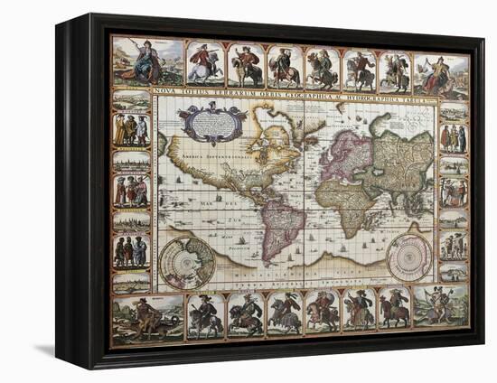 World Old Map. Created By Nicholas Visscher, Published In Amsterdam, 1652-marzolino-Framed Stretched Canvas