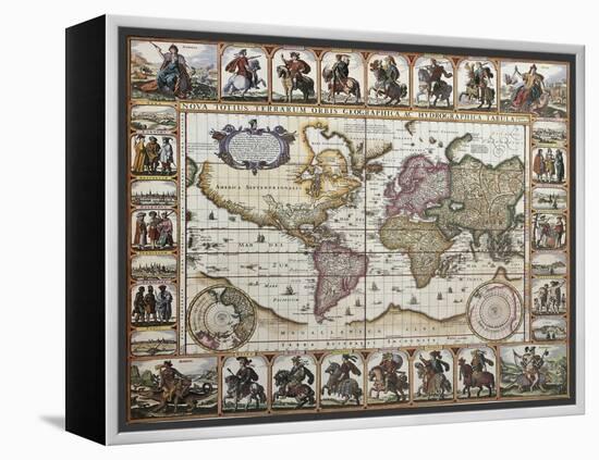 World Old Map. Created By Nicholas Visscher, Published In Amsterdam, 1652-marzolino-Framed Stretched Canvas