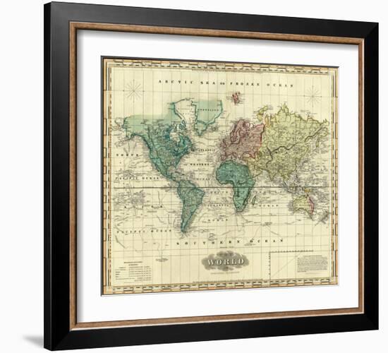 World on Mercators Projection, c.1823-Henry S^ Tanner-Framed Art Print