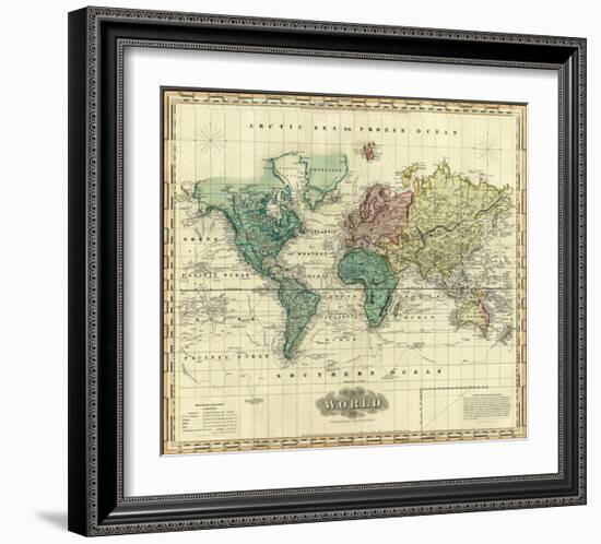 World on Mercators Projection, c.1823-Henry S^ Tanner-Framed Art Print