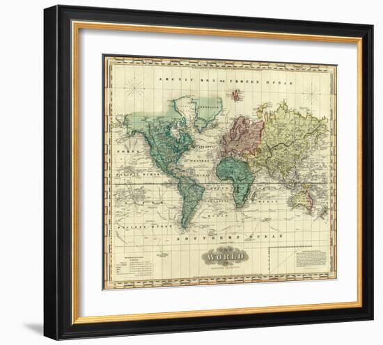 World on Mercators Projection, c.1823-Henry S^ Tanner-Framed Art Print