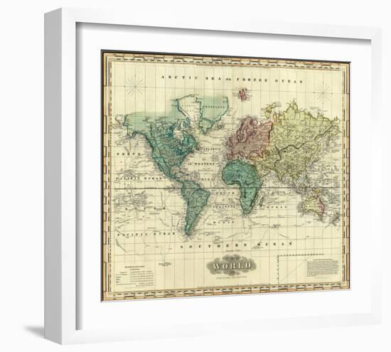 World on Mercators Projection, c.1823-Henry S^ Tanner-Framed Art Print