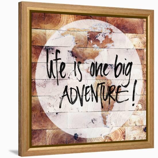 World on Wood-Sd Graphics Studio-Framed Stretched Canvas