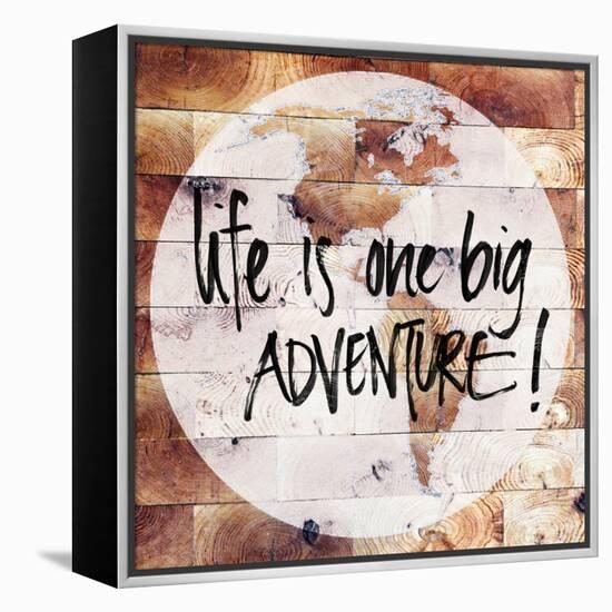 World on Wood-Sd Graphics Studio-Framed Stretched Canvas