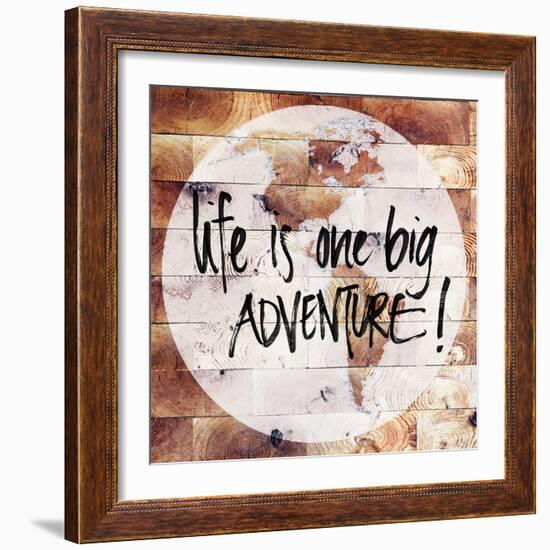 World on Wood-Sd Graphics Studio-Framed Art Print