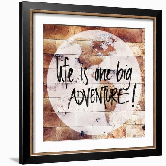 World on Wood-Sd Graphics Studio-Framed Art Print