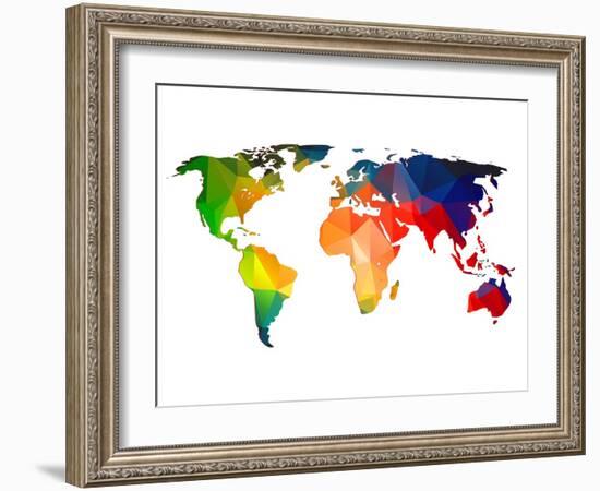 World Polygon Map 1-NaxArt-Framed Art Print