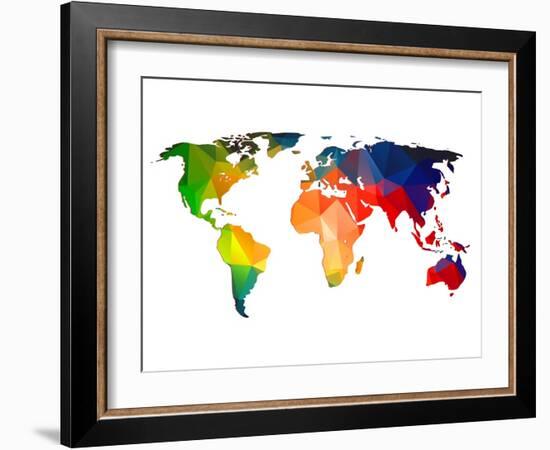 World Polygon Map 1-NaxArt-Framed Art Print