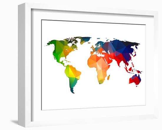 World Polygon Map 1-NaxArt-Framed Art Print