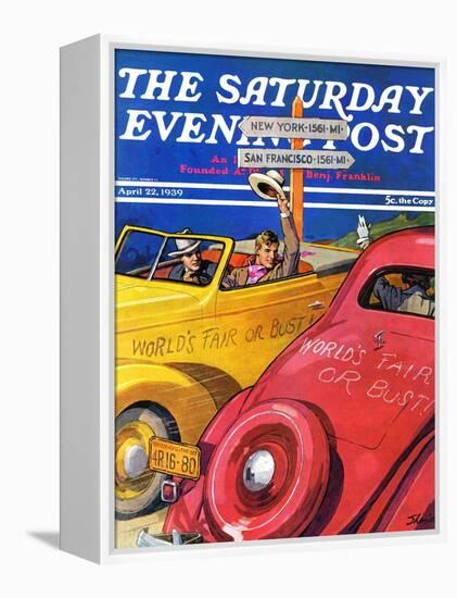 "World's Fair or Bust," Saturday Evening Post Cover, April 22, 1939-John E. Sheridan-Framed Premier Image Canvas