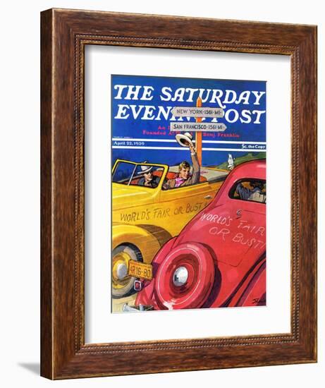 "World's Fair or Bust," Saturday Evening Post Cover, April 22, 1939-John E. Sheridan-Framed Giclee Print