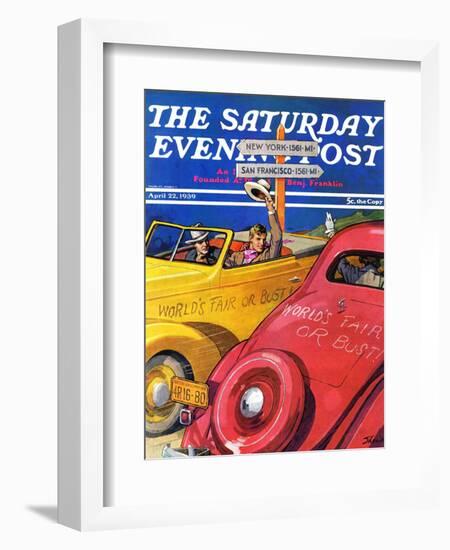 "World's Fair or Bust," Saturday Evening Post Cover, April 22, 1939-John E. Sheridan-Framed Giclee Print