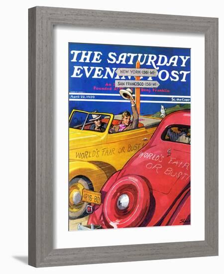 "World's Fair or Bust," Saturday Evening Post Cover, April 22, 1939-John E. Sheridan-Framed Giclee Print