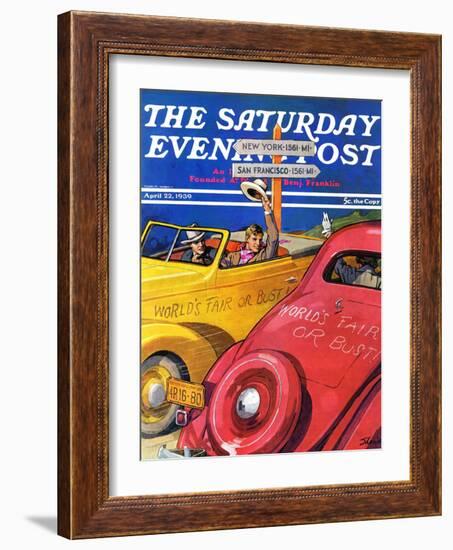 "World's Fair or Bust," Saturday Evening Post Cover, April 22, 1939-John E. Sheridan-Framed Giclee Print