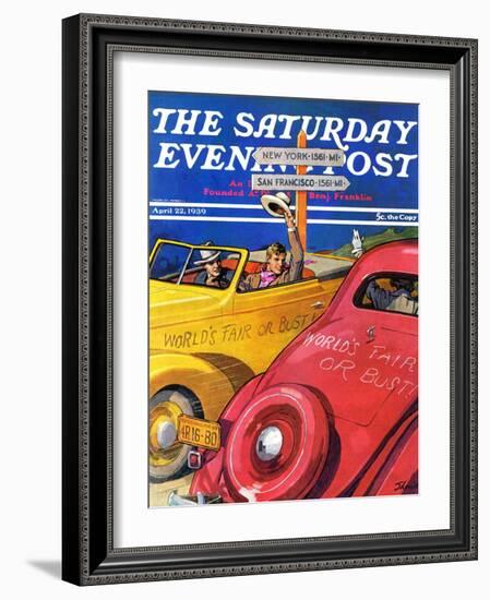 "World's Fair or Bust," Saturday Evening Post Cover, April 22, 1939-John E. Sheridan-Framed Giclee Print