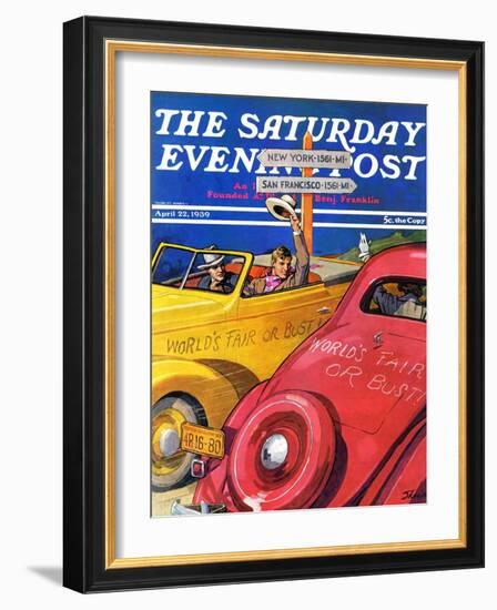 "World's Fair or Bust," Saturday Evening Post Cover, April 22, 1939-John E. Sheridan-Framed Giclee Print