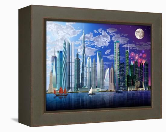 World's Tallest Buildings-Garry Walton-Framed Stretched Canvas