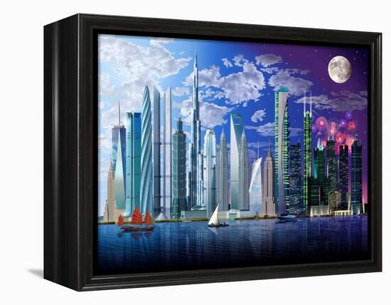 World's Tallest Buildings-Garry Walton-Framed Stretched Canvas