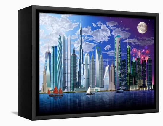 World's Tallest Buildings-Garry Walton-Framed Stretched Canvas