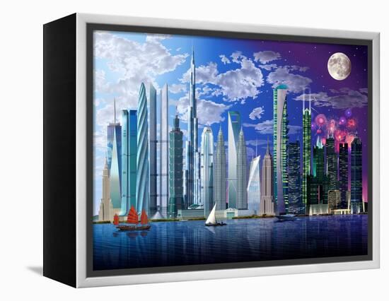 World's Tallest Buildings-Garry Walton-Framed Stretched Canvas