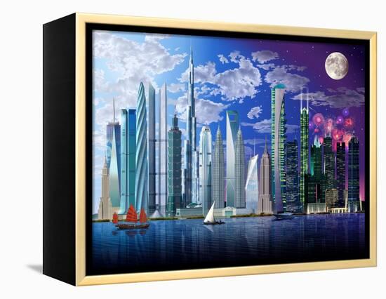 World's Tallest Buildings-Garry Walton-Framed Stretched Canvas