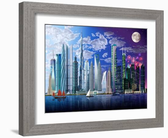 World's Tallest Buildings-Garry Walton-Framed Art Print