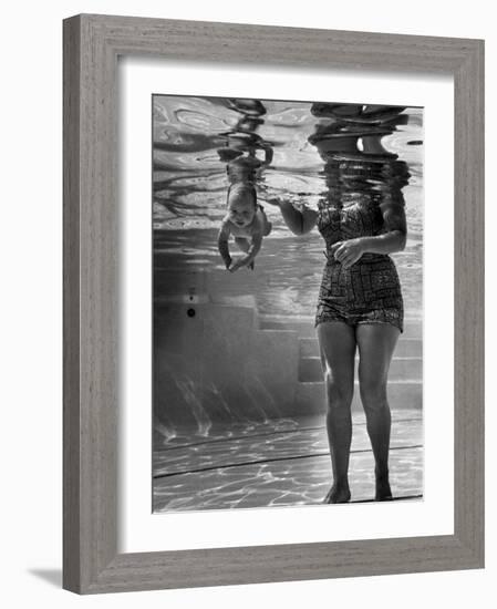 World's Youngest Swimmer Julie Sheldon, 9 Weeks Old, Swimming Underwater-Ed Clark-Framed Photographic Print