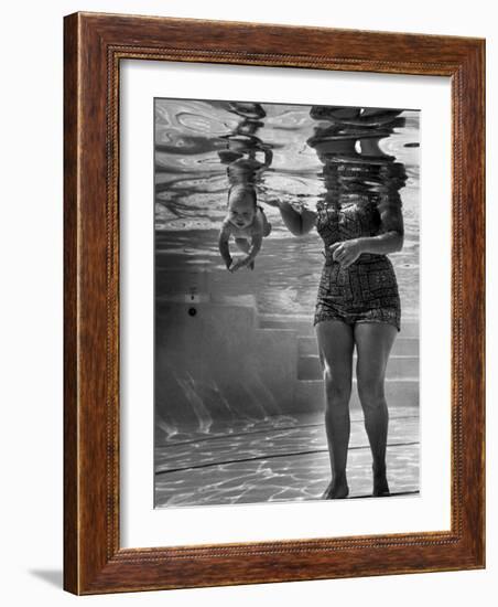 World's Youngest Swimmer Julie Sheldon, 9 Weeks Old, Swimming Underwater-Ed Clark-Framed Photographic Print