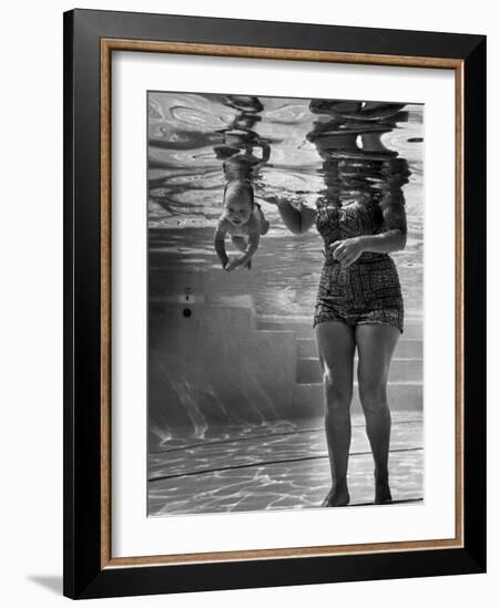 World's Youngest Swimmer Julie Sheldon, 9 Weeks Old, Swimming Underwater-Ed Clark-Framed Photographic Print