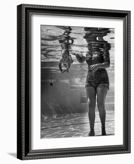 World's Youngest Swimmer Julie Sheldon, 9 Weeks Old, Swimming Underwater-Ed Clark-Framed Photographic Print