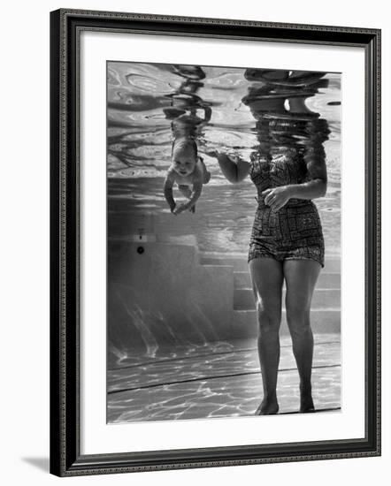 World's Youngest Swimmer Julie Sheldon, 9 Weeks Old, Swimming Underwater-Ed Clark-Framed Photographic Print