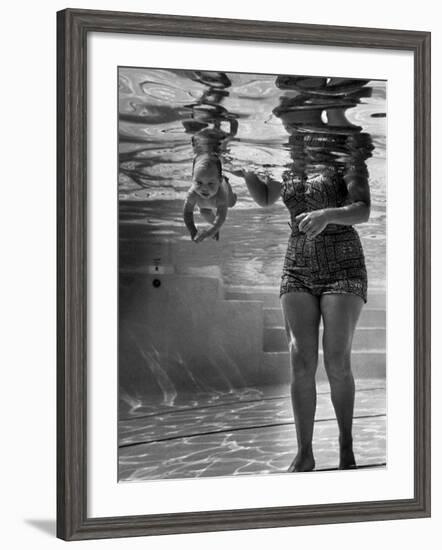 World's Youngest Swimmer Julie Sheldon, 9 Weeks Old, Swimming Underwater-Ed Clark-Framed Photographic Print