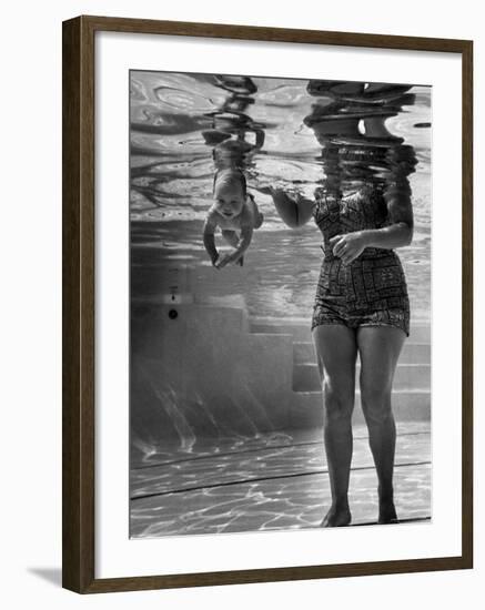 World's Youngest Swimmer Julie Sheldon, 9 Weeks Old, Swimming Underwater-Ed Clark-Framed Photographic Print