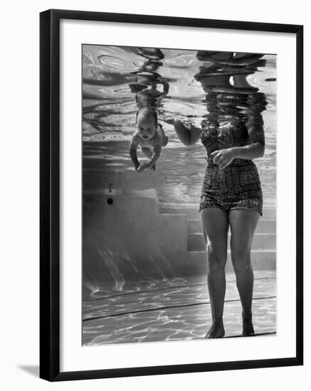 World's Youngest Swimmer Julie Sheldon, 9 Weeks Old, Swimming Underwater-Ed Clark-Framed Photographic Print