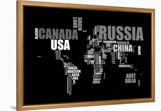 World Text Map-Michael Tompsett-Framed Stretched Canvas