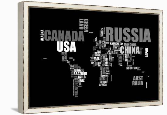 World Text Map-Michael Tompsett-Framed Stretched Canvas