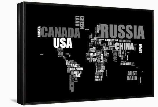 World Text Map-Michael Tompsett-Framed Stretched Canvas