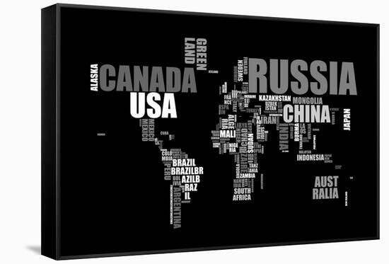 World Text Map-Michael Tompsett-Framed Stretched Canvas