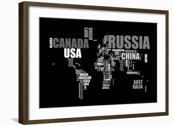 World Text Map-Michael Tompsett-Framed Art Print