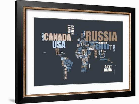 World Text Map-Michael Tompsett-Framed Art Print