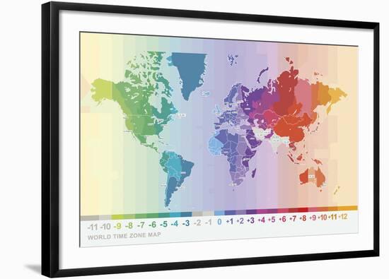 World Time Zone Map-Tom Frazier-Framed Giclee Print