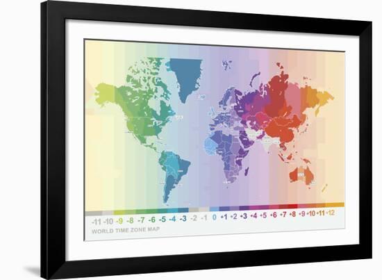 World Time Zone Map-Tom Frazier-Framed Giclee Print