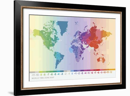 World Time Zone Map-Tom Frazier-Framed Giclee Print