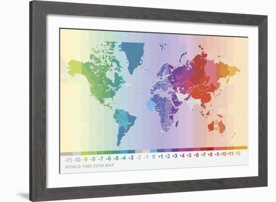 World Time Zone Map-Tom Frazier-Framed Giclee Print