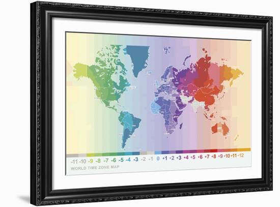 World Time Zone Map-Tom Frazier-Framed Giclee Print