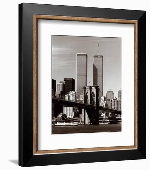 World Trade Center and Brooklyn Bridge-Walter Gritsik-Framed Art Print