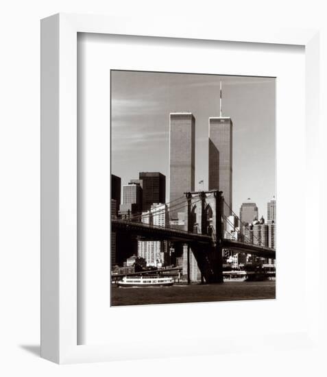 World Trade Center and Brooklyn Bridge-Walter Gritsik-Framed Art Print