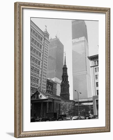 World Trade Center Twin Towers Construction, New York City, New York, c.1971-null-Framed Photographic Print