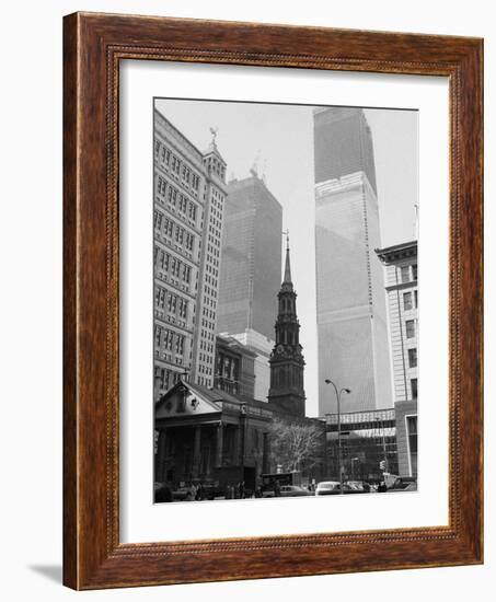 World Trade Center Twin Towers Construction, New York City, New York, c.1971-null-Framed Photographic Print