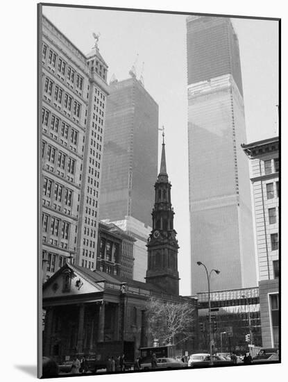 World Trade Center Twin Towers Construction, New York City, New York, c.1971-null-Mounted Photographic Print